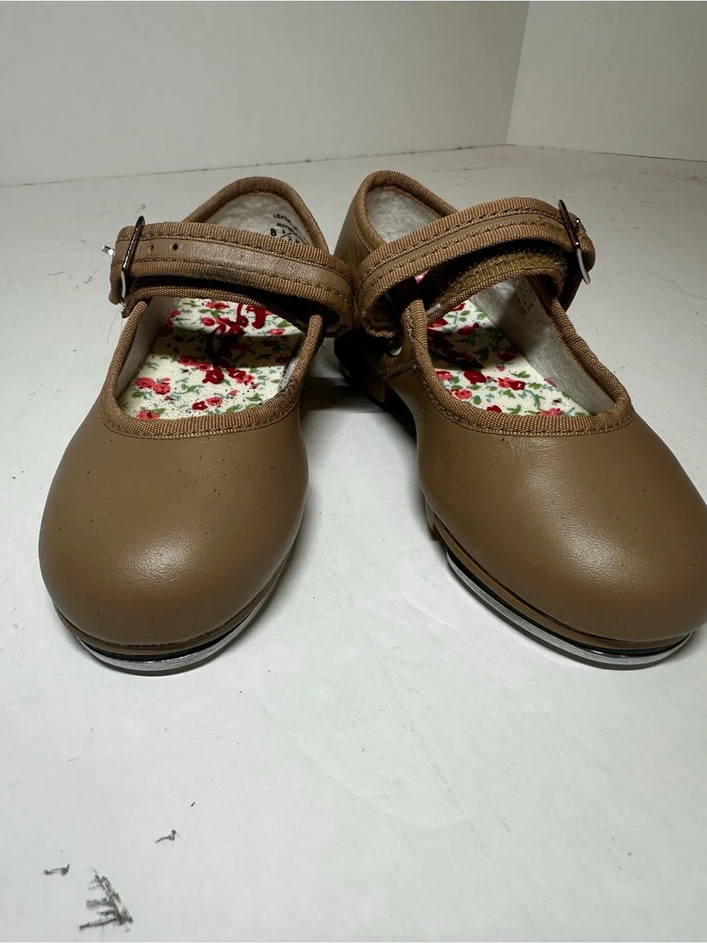 Capezio Girls' Tan TAP Mary Jane Shoes with Floral Insole